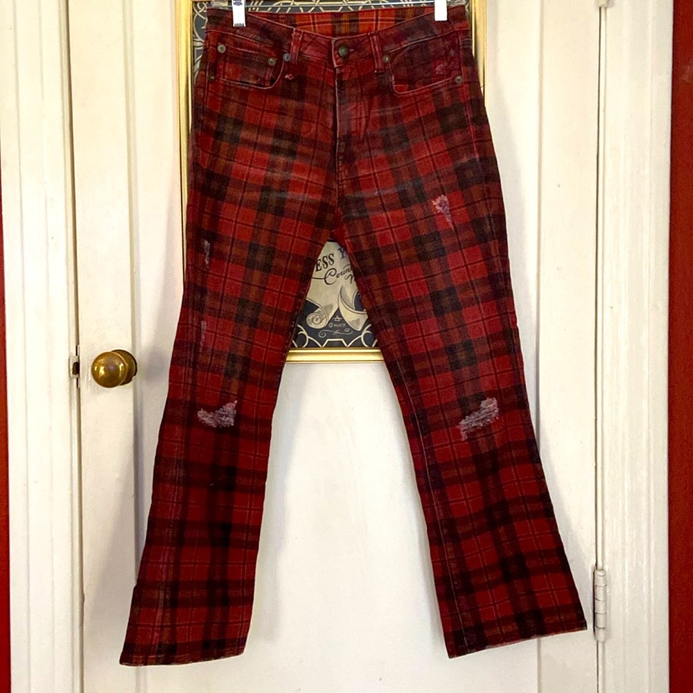 R13 Plaid Kick Fit Jeans